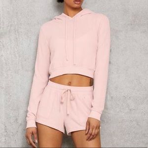 Alo Yoga crop sweatshirt and short set